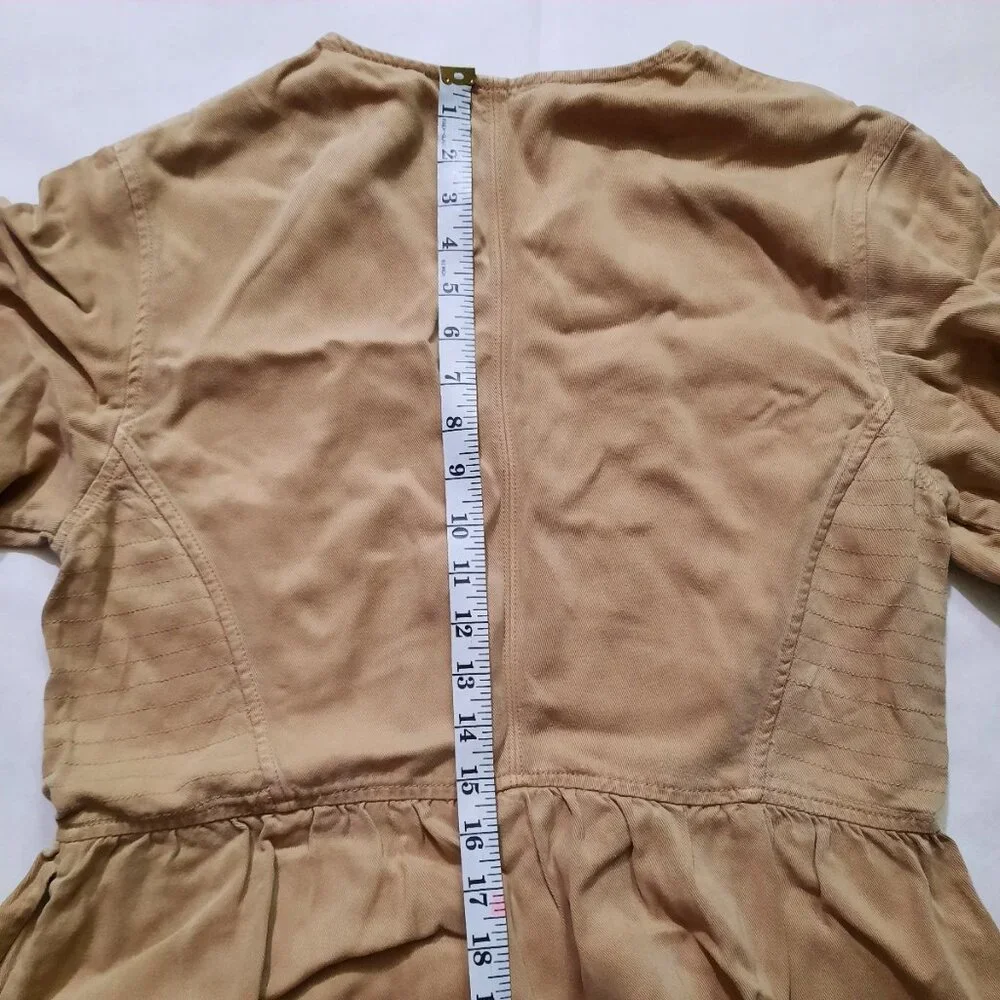 NWOT Everlane The TENCEL™ Puff-Sleeve Dress Tan (Cornstalk) - Size M - Picture 13 of 14